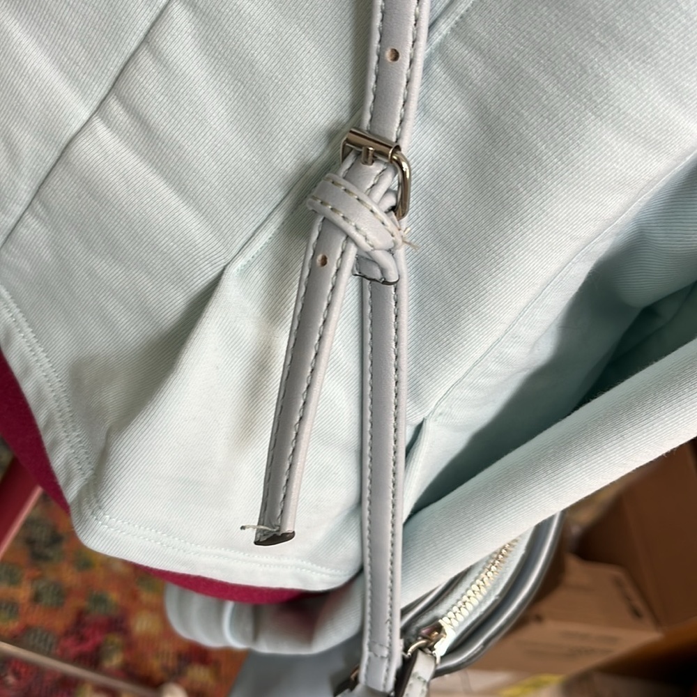 9West Maria Lopez Crossbody bag mini dome top Vegan leather light blue EUC - Picture 4 of 14